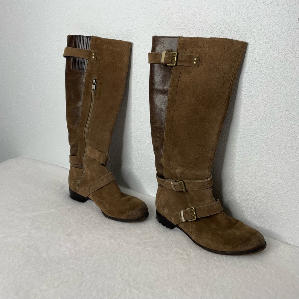 UGG Cydnee Brown Suede Leather Tall Riding Boots size 8.5 - Picture 2 of 16